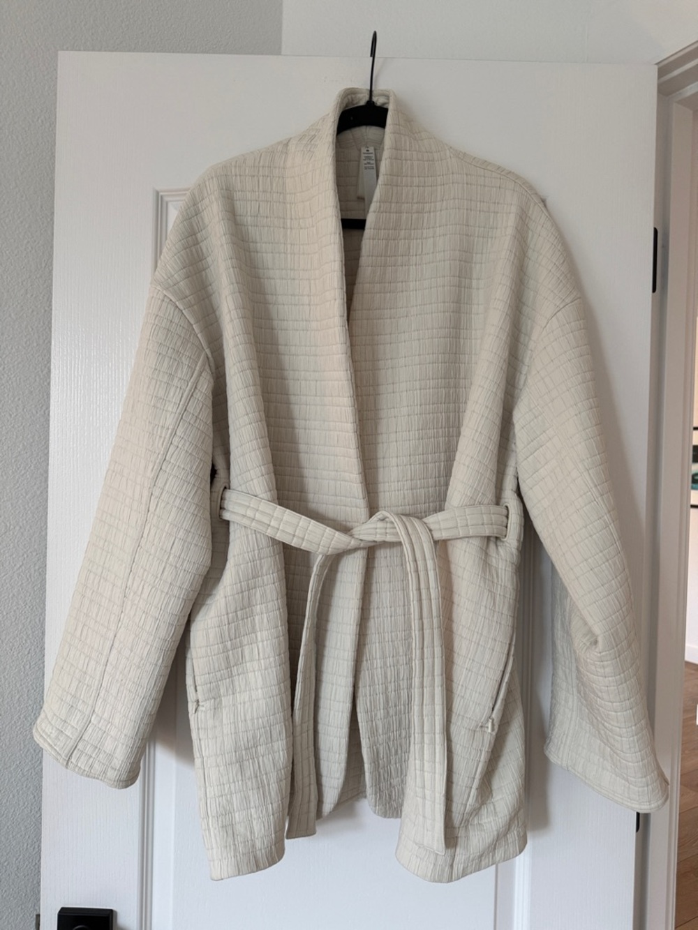lululemon athletica Cream Quilted Belted Jacket